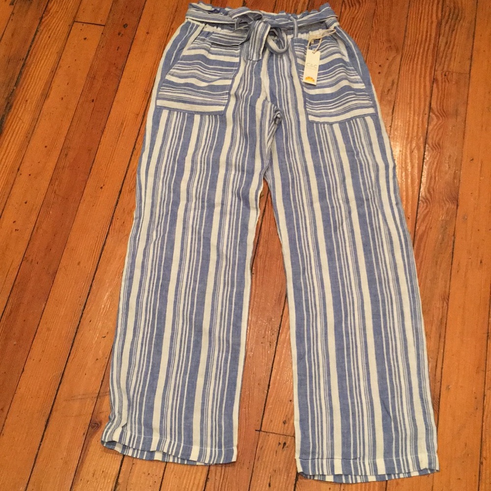 C & C California Wide Leg Linen Pants M NWT
